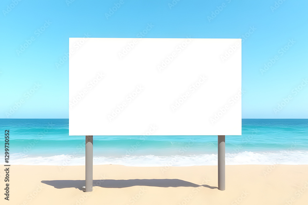 Unveiling creativity blank billboard on serene beach coastal scene advertising opportunity tranquil environment wide-angle view Unveiling creativity blank billboard on serene beach coastal scene advertising opportunity tranquil environment wide-angle view