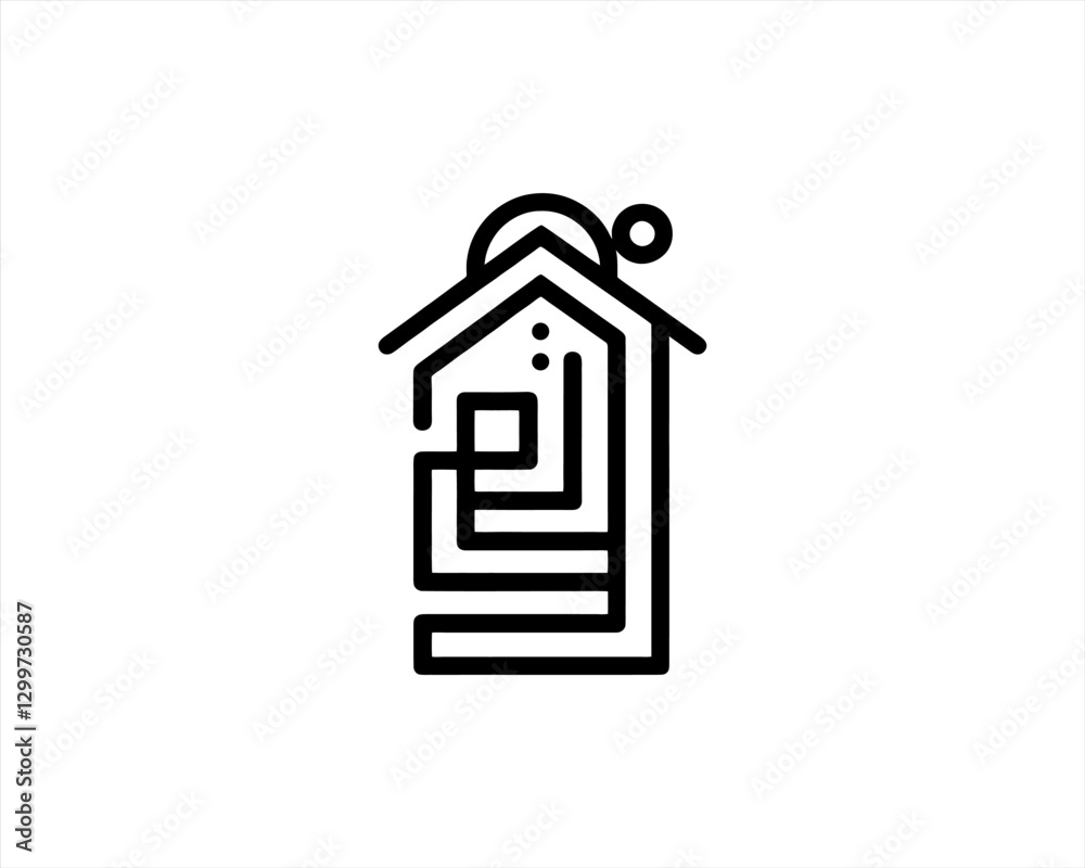 Real estate logo. Outline Building icon logo design vector illustration. Real estate logo. Outline Building icon logo design vector illustration.