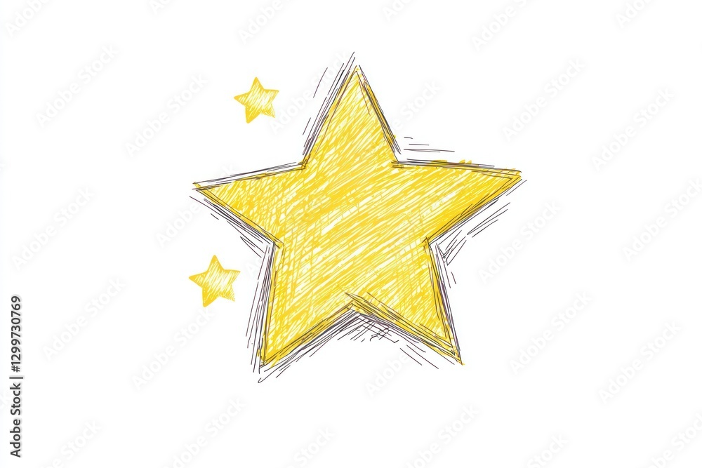 Obraz premium Star icon sketch with simple lines, ideal for logo mockups.