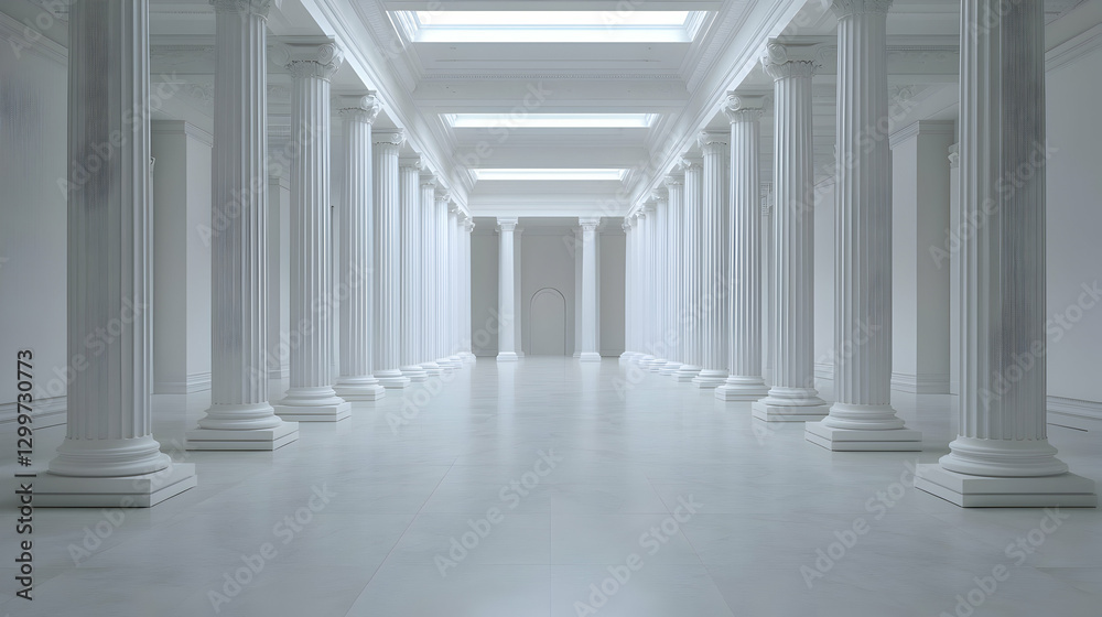Grand Hall with White Marble Columns and Bright Lighting Grand Hall with White Marble Columns and Bright Lighting