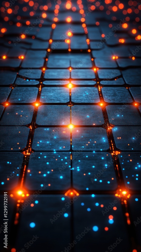 Obraz premium Futuristic grid pathway with glowing lights