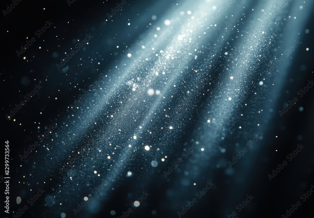 Obraz premium Light rays streaming through particles creating a magical atmosphere in deep space with shimmering dust and ethereal glow dancing in the air