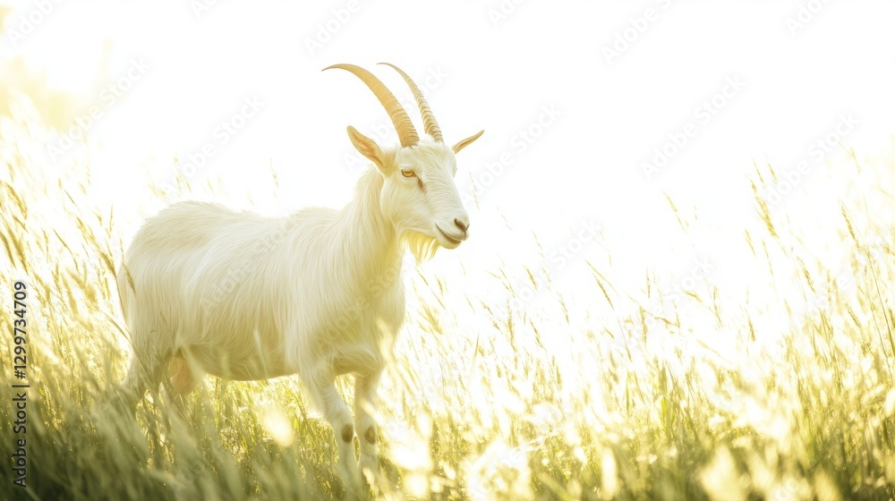 Fototapeta premium Meadow Goat Isolated Overview with Isolated with Goat