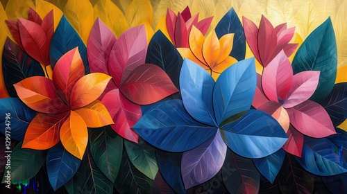 Wallpaper Mural Colorful Paper Flower Arrangement with Glitter Accents Torontodigital.ca