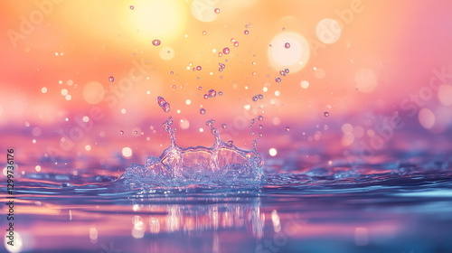 Colorful splashes on water in an abstract studio backdrop, creating a fluid and dynamic composition