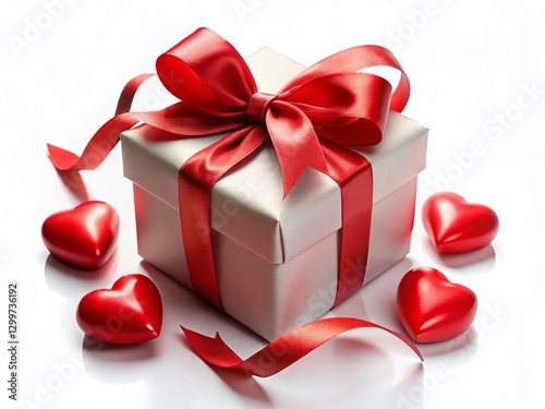 Valentine's Day Decoration: White PNG Background, Heart Gift, Festive Celebration
