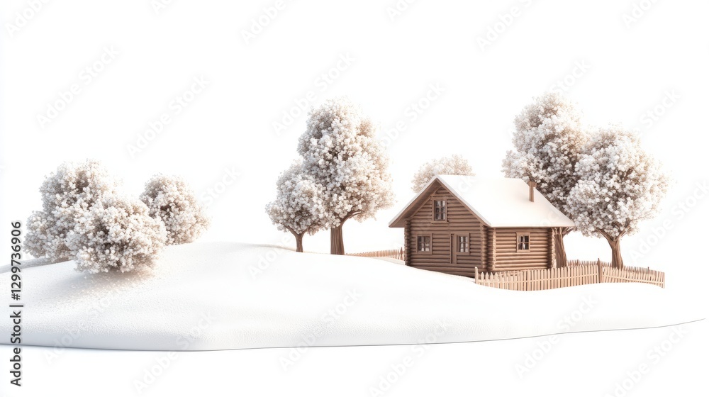 Snowy Landscape Cabin Moment with White with Snowy Snowy Landscape Cabin Moment with White with Snowy