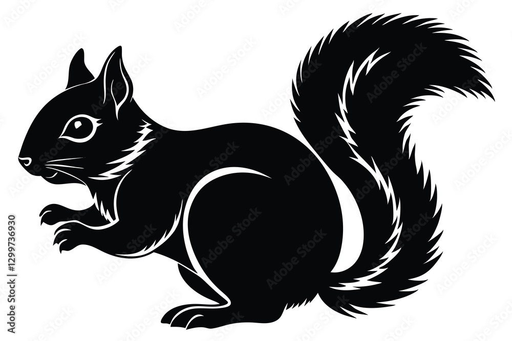 squirrel black silhouette isolated vector art Illustration with white background squirrel black silhouette isolated vector art Illustration with white background