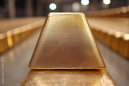 Rows of gold bars in secure storage