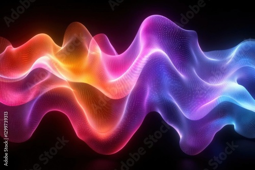 Abstract Colorful Glowing Particle Waves