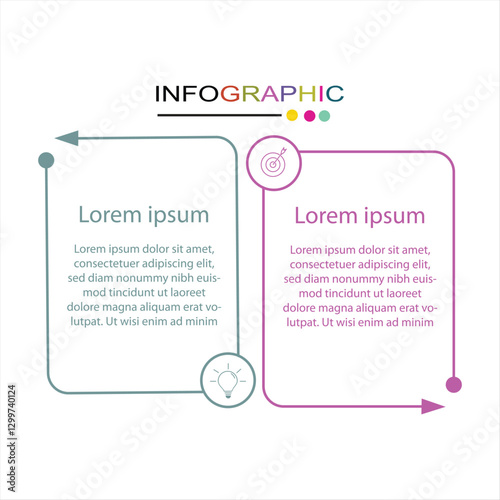 Vector Infographic label design template with icons and 2 options or steps. Can be used for process diagram,