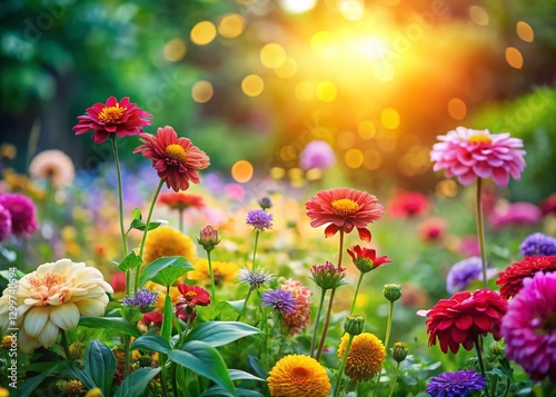 Vibrant Flower Garden Bokeh Background - Soft Focus Floral Image