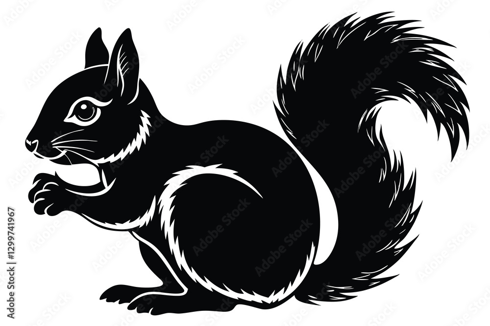 Obraz premium Squirrel silhouette vector art illustration