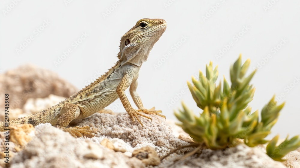 Desert Lizard Isolated Moment with Desert with White Desert Lizard Isolated Moment with Desert with White