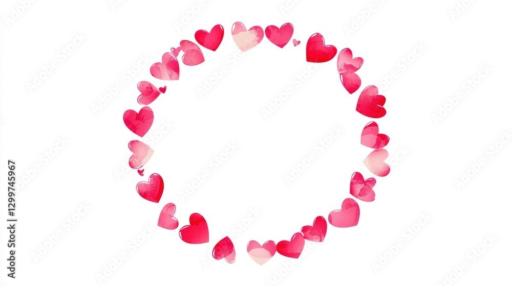 Valentine's Day frame with hearts, pink and red colors, white background, flat design, simple design Valentine's Day frame with hearts, pink and red colors, white background, flat design, simple design