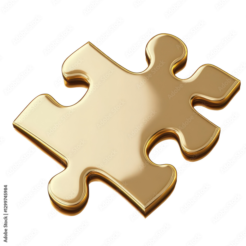 Golden Puzzle Piece: Symbol of Connection, Solution, and Success Render Golden Puzzle Piece: Symbol of Connection, Solution, and Success Render