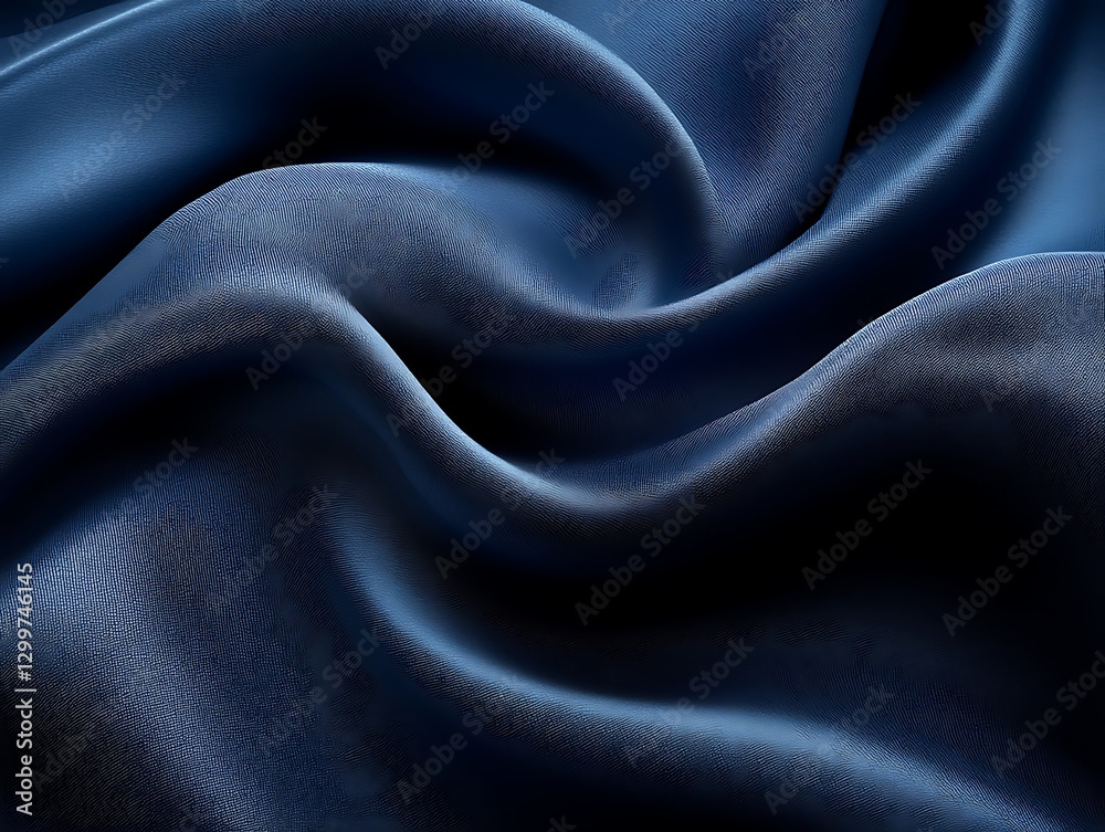 Fototapeta premium Fabric waves. Dark navy background