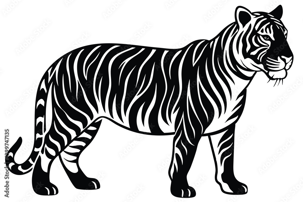 Obraz premium Hand drawn tiger silhouette