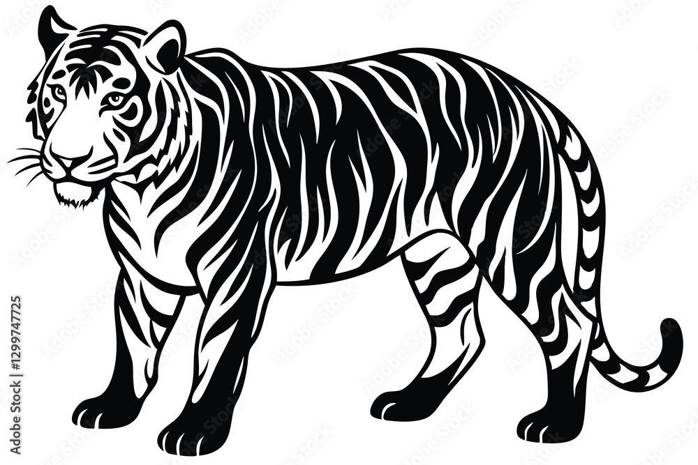 Fototapeta premium A powerful majestic tiger silhouette vector