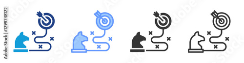 Strategy icon set multiple style collection