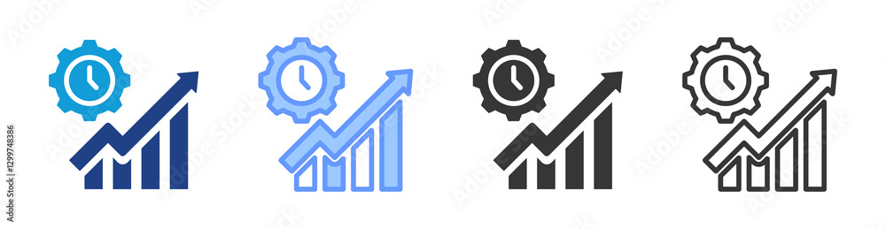 Efficiency icon set multiple style collection Efficiency icon set multiple style collection