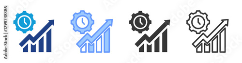 Efficiency icon set multiple style collection