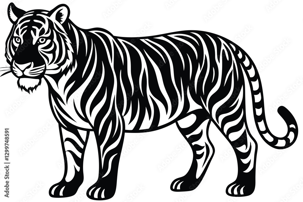 Fototapeta premium A powerful majestic tiger silhouette vector