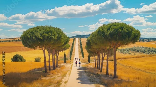 Tuscan Cycling Adventure: A picturesque bike ride through golden fields and cypress trees