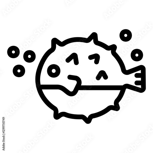 puffer fish Line Icon