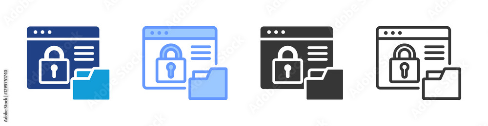 Data Security icon set multiple style collection Data Security icon set multiple style collection