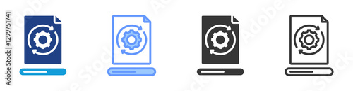 Data Processing icon set multiple style collection