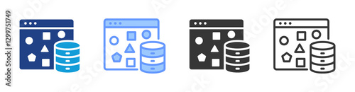 Unstructured Data icon set multiple style collection