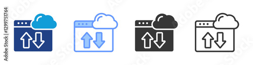 Cloud Computing icon set multiple style collection