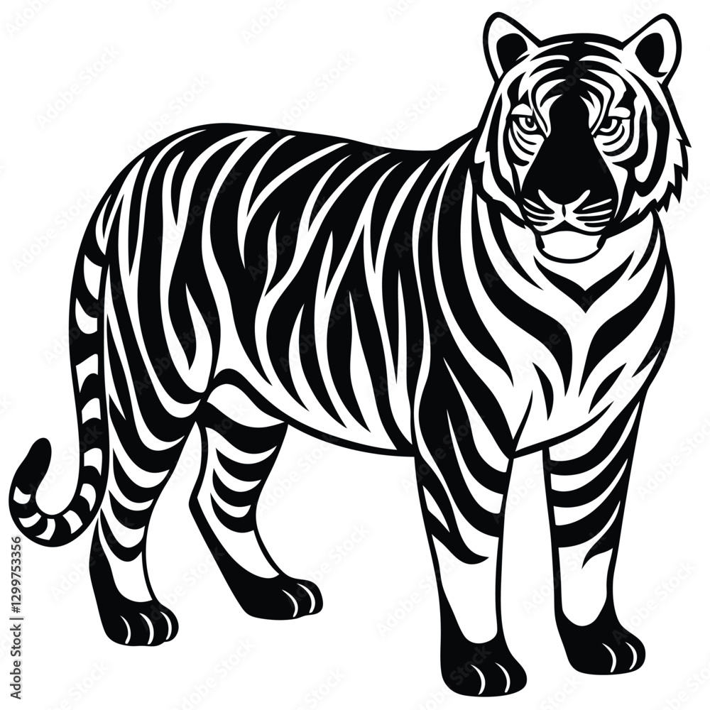 Naklejka premium Tiger vector silhouette illustration, Tiger Clip art