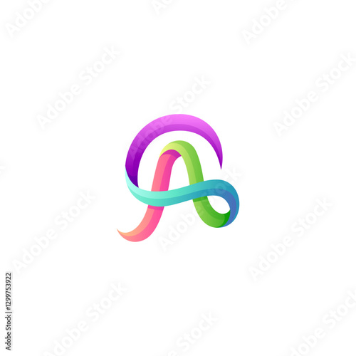 Letter A logo with colorful gradient 3d design style