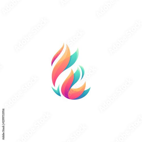 Letter F Fire element logo in modern 3d concept design style