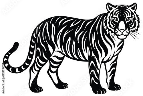 Black tiger silhouettes vector