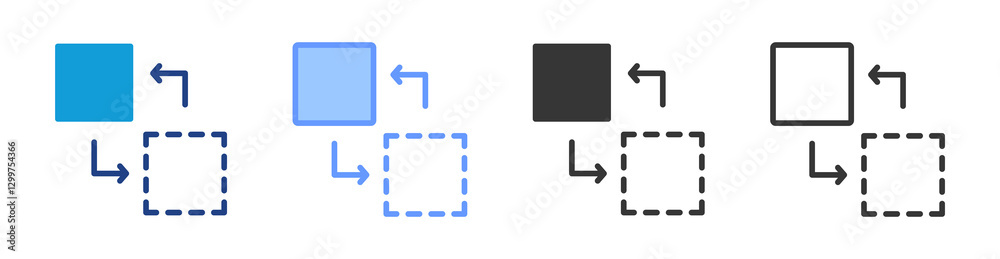 Dimension Reduction icon set multiple style collection Dimension Reduction icon set multiple style collection