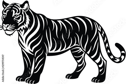 Black tiger silhouettes vector illustration