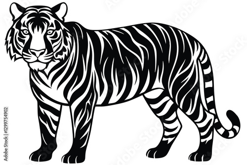 Black tiger silhouettes vector illustration