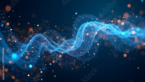 An illustration of an abstract stream featuring artificial intelligence and big data with technology AI data transfer data flow large language models.
