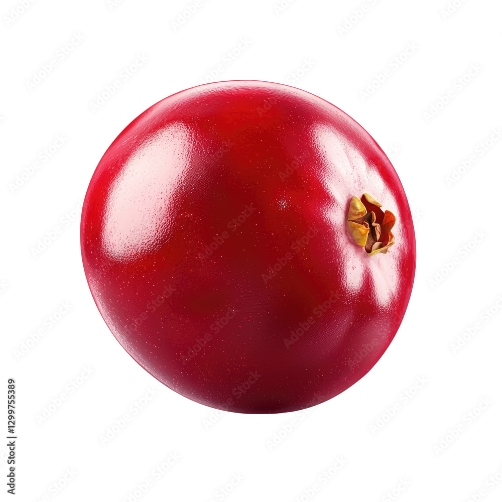 Fresh and Juicy Single Cranberry with Glossy Skin Captured in High Definition Against a White Background Fresh and Juicy Single Cranberry with Glossy Skin Captured in High Definition Against a White Background
