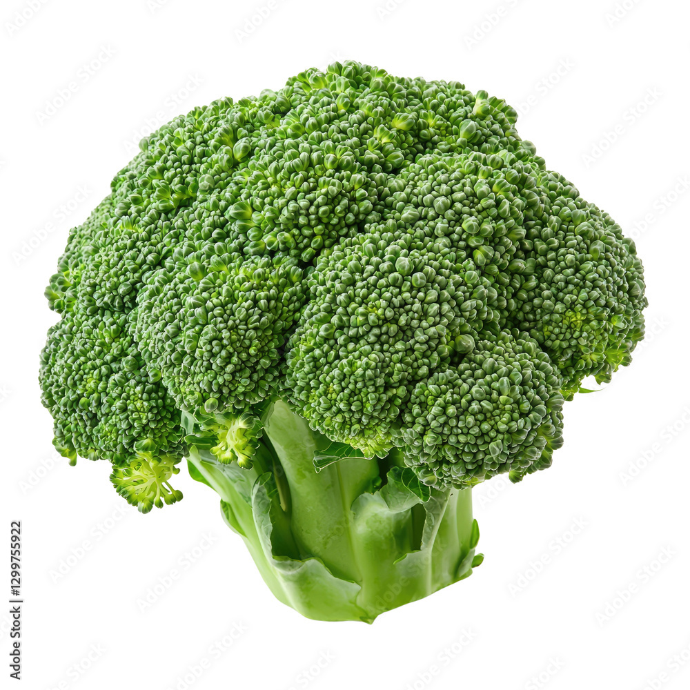 Fresh Organic Broccoli Head Isolated on White Background with Vibrant Green Color and Intricate Texture Details Fresh Organic Broccoli Head Isolated on White Background with Vibrant Green Color and Intricate Texture Details