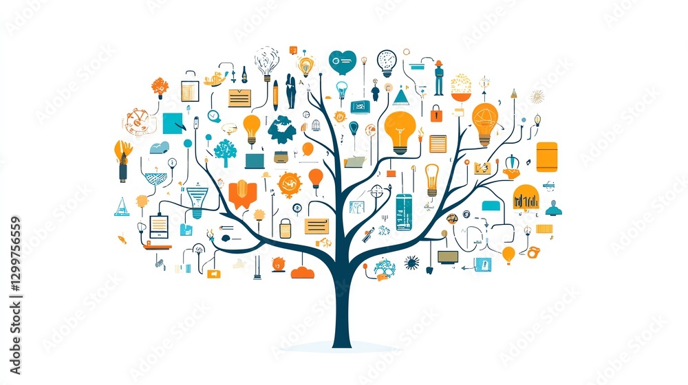 Fototapeta premium Mind map infographic of ethics in daily life, showing how moral principles guide decisionmaking and activities, isolated on a white background with a clear, simple design