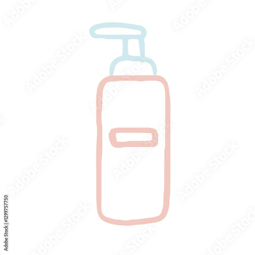 Skincare bottle pump pastel line art - Cleancers Exfoliants Serum essences Toner moisturizer Sunscreen