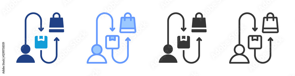 Customer Journey icon set multiple style collection Customer Journey icon set multiple style collection
