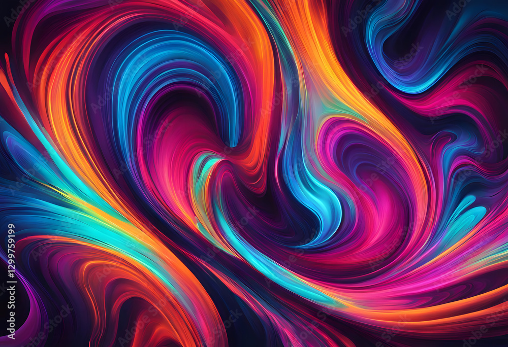Fototapeta premium Colorful Abstract Fractal Design with Waves and Swirls Wallpaper 4k , Generative AI