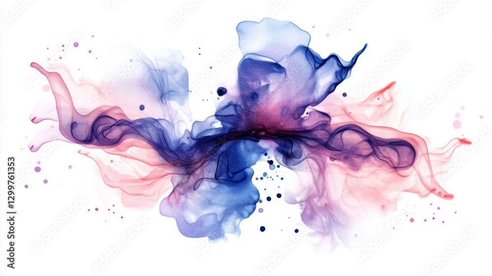 Fototapeta premium A colorful, abstract painting with blue, red, and pink splatters