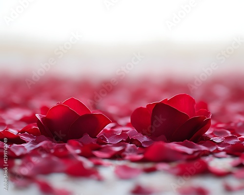 Red flowers on petal-covered ground