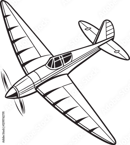 Vintage Propeller Airplane Silhouette.